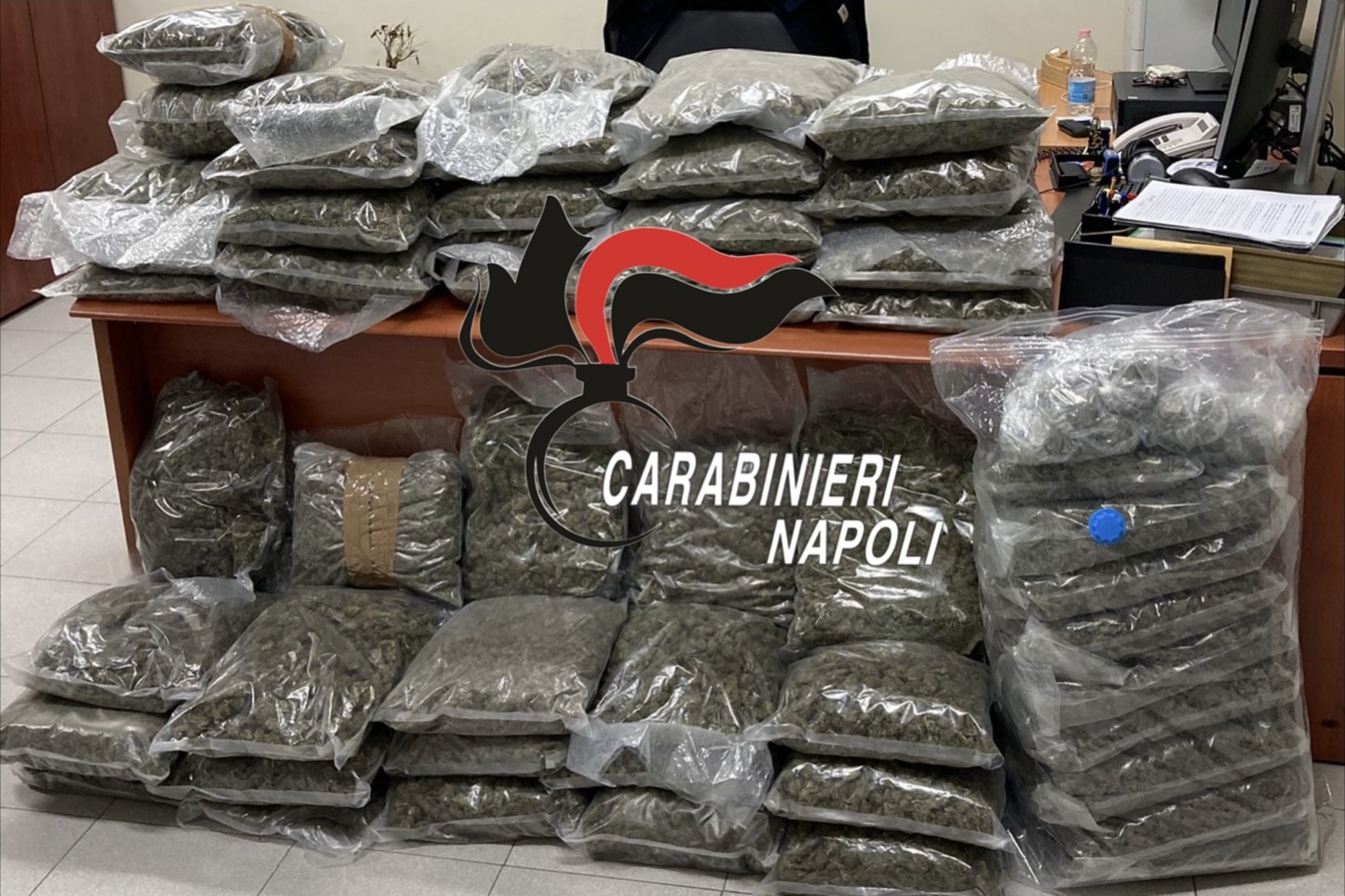 Droga, sequestrati 58 chili di marijuana: due arresti a Giugliano